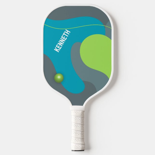 Palas De Pickleball Retro Ondas Personalizadas Nombre Paddle (Anverso)