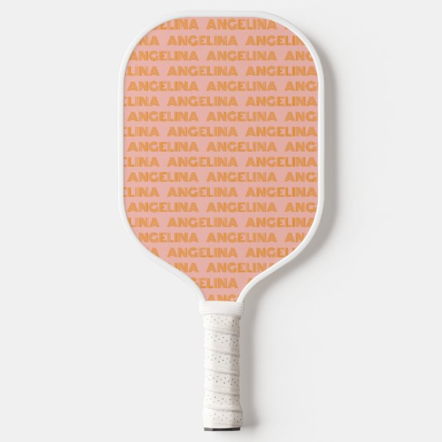 Palas De Pickleball Retro Orange Custom Name Pickleball Paddle 70s (Anverso)
