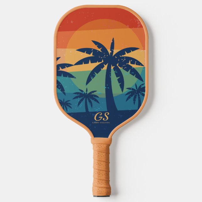 Palas De Pickleball Retro Palm Trees Pickleball Paddle (Anverso)