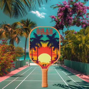 Palas De Pickleball Retro RELAX Colorido Atardecer tropical
