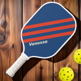 Palas De Pickleball Retro Rojo y Azul Tres Franjas con Nombre