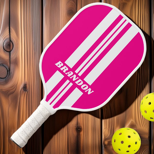 Palas De Pickleball Retro Rosa Lollipop Doble Rally Strips con Nombre (Subido por el creador)