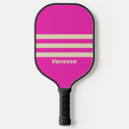 Palas De Pickleball Retro Rosa Tres Franjas Cruzadas con Nombre
