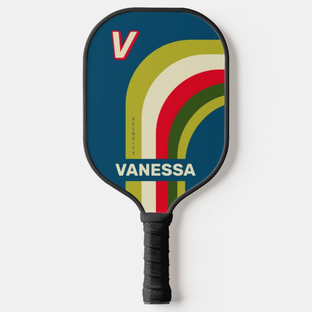 Palas De Pickleball Retro Rugby Arch with Name & Initial (Anverso)