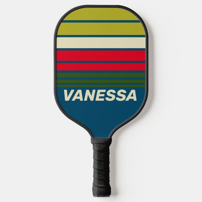 Palas De Pickleball Retro Rugby Horizon Striping with Name (Anverso)