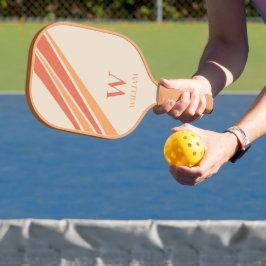 Palas De Pickleball Retro Stripes Monograma Naranja de nombres