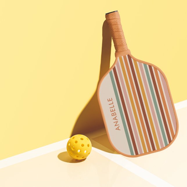 Palas De Pickleball Retro Stripes Rainbow Groovy Setenties nombre de 7 (Subido por el creador)