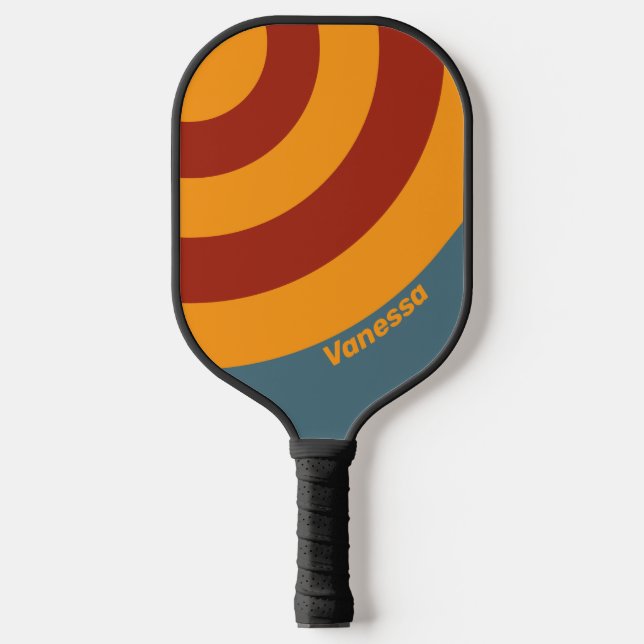 Palas De Pickleball Retro Sunrise en la banda de círculo de pizarra co (Anverso)