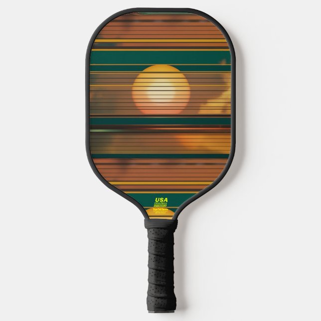 Palas De Pickleball Retro Sunset Lines Aesthetic Pickleball Paddle (Anverso)