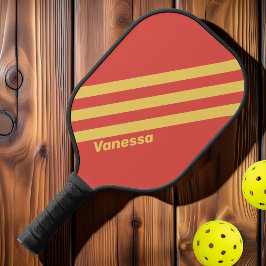 Palas De Pickleball Retro Surf Puesta de Sol Tres Rayas con Nombre