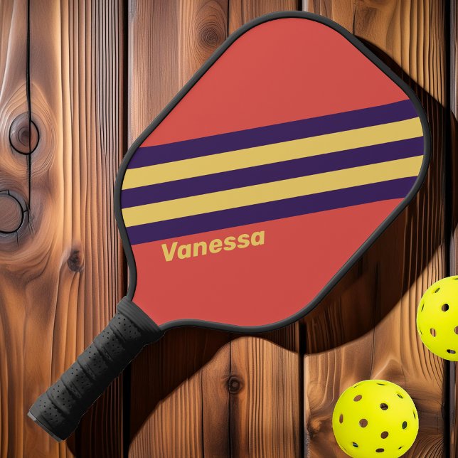 Palas De Pickleball Retro Surf Sunset Stripes con nombre (Subido por el creador)
