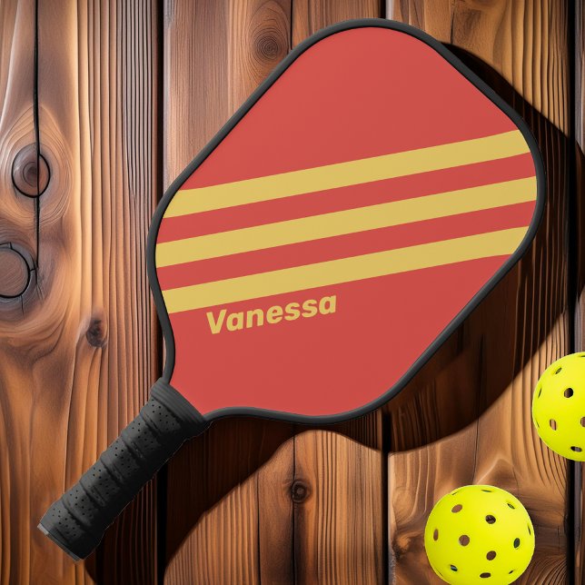 Palas De Pickleball Retro Surf Sunset Three Strips con Nombre (Subido por el creador)