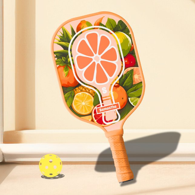 Palas De Pickleball Retro Tropical Citrus Pickleball Brillante Ducha (Subido por el creador)