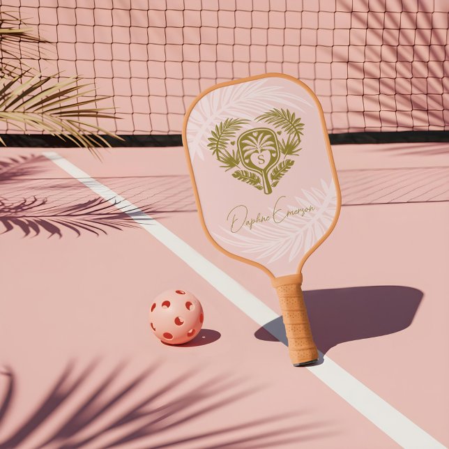 Palas De Pickleball Retro Tropical Palm Tree Pickleball Brillante Duch (Retro Tropical Palm Tree Pickleball Bridal Shower Carbon Fiber Pickleball Paddle)