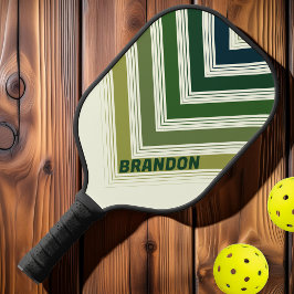 Palas De Pickleball Retro Verde Nostálgico Vintage Chevron Fade Name