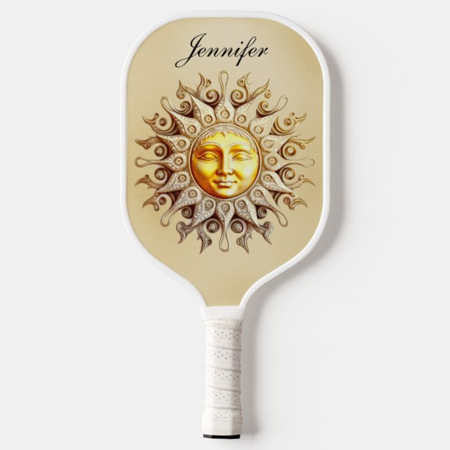 Palas De Pickleball Retro Zodiac Sol Celeste Monograma (Reverso )