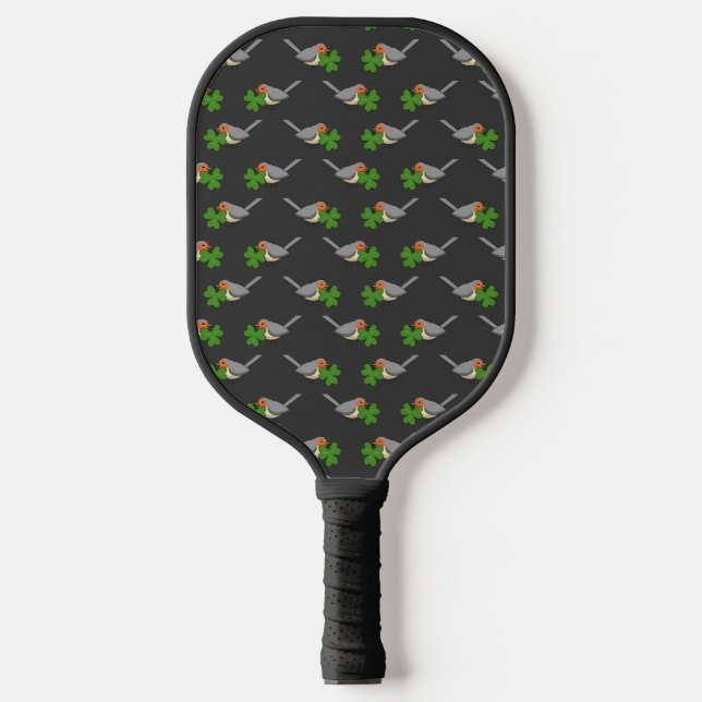 Palas De Pickleball Robin lindo con Shamrock Clover Personalizado (Anverso)