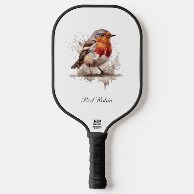 Palas De Pickleball Robo rojo pájaro lindo en personalizable acuarela (Anverso)