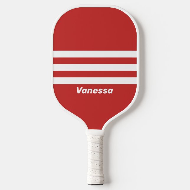 Palas De Pickleball Rojo retro tres a través de bandas con nombre (Anverso)
