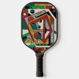 Palas De Pickleball Rojo Verde & Dorado Geométrico Abstracto