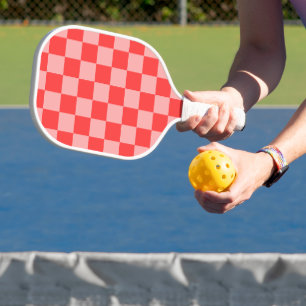 Palas De Pickleball Rojo y rosa llamativo a cuadros