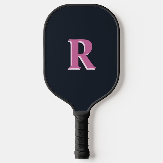 Palas De Pickleball Rosa de la marina profunda monogramado (Anverso)