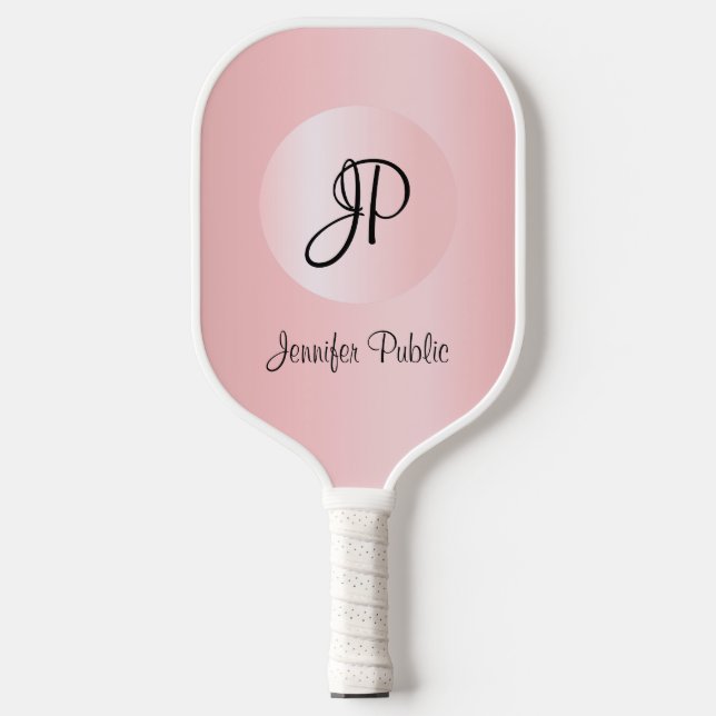 Palas De Pickleball Rosa de moda Monograma moderno elegante plantilla (Anverso)