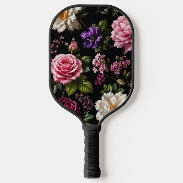 Palas De Pickleball Rosa de terciopelo negro (Anverso)