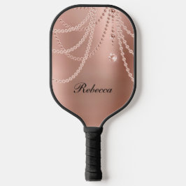 Palas De Pickleball Rosa monogramado oro Rubor Pink Glam Bling