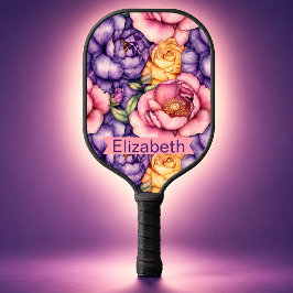 Palas De Pickleball Rosa Purpura Amarillo Peonía Floral Personalizado