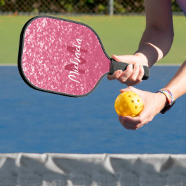 Palas De Pickleball Rosa rosa claro chispas purpurina Monograma