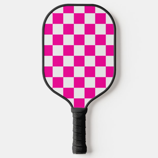 Palas De Pickleball Rosa y blanco de neón bajo control (Anverso)