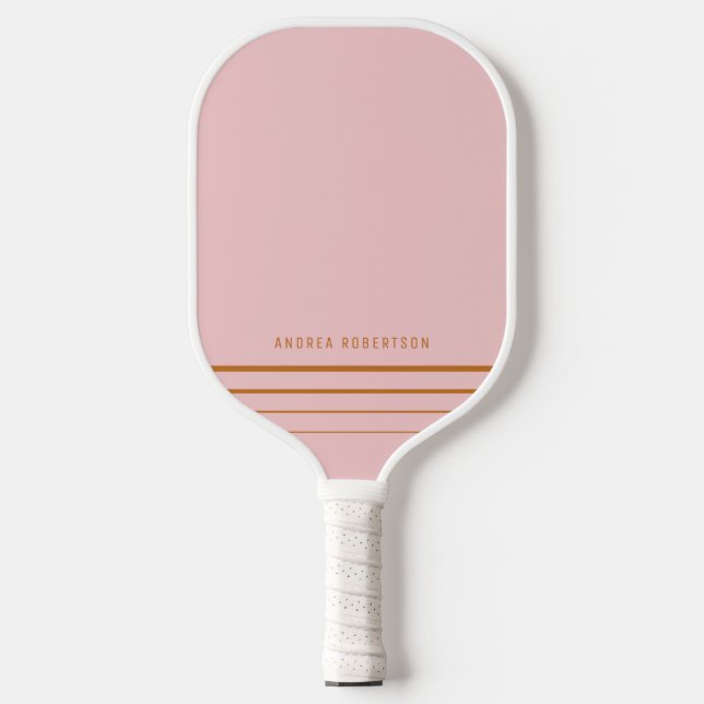Palas De Pickleball Rosa y Tan Simple Mínimo Nombre Personalizado (Anverso)