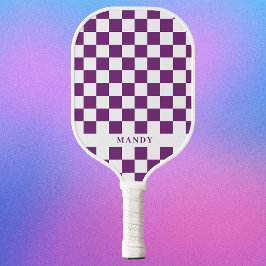 Palas De Pickleball Royal Purple Checkerboard Custom Name