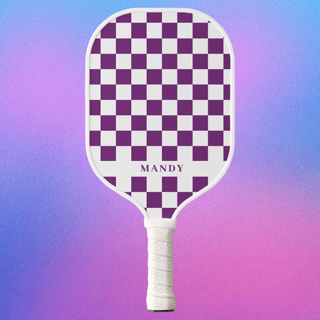 Palas De Pickleball Royal Purple Checkerboard Custom Name (Royal Purple Checkerboard Custom Name Pickleball Paddle)
