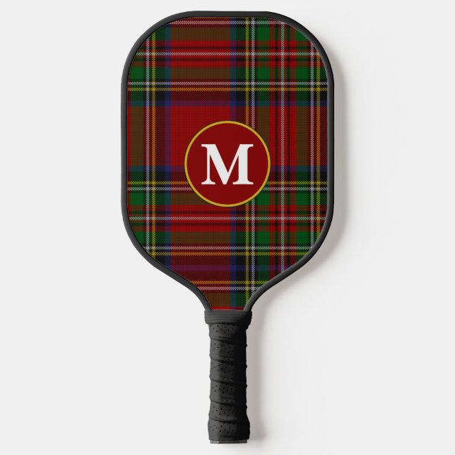 Palas De Pickleball Royal Stewart Tartan Royal Stuart Plaid Monogram (Anverso)