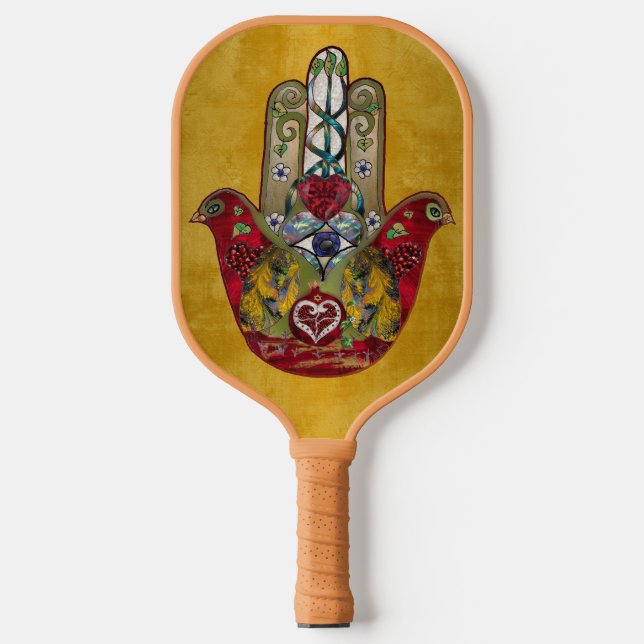 Palas De Pickleball Ruby Pomegranate Heart Red Bird Hamsa (Anverso)