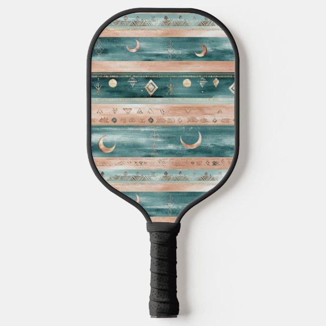 Palas De Pickleball Rústico Celestial Raya Luna Sol Terroso (9) (Anverso)