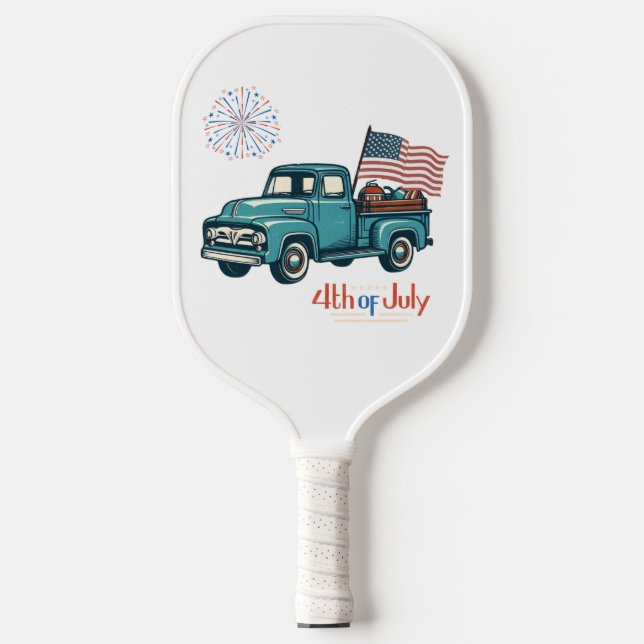 Palas De Pickleball Rústico/vintage 4 de julio (Anverso)
