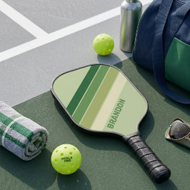 Palas De Pickleball Sage Forest Verde Rayas Diagonales Nombre Personal