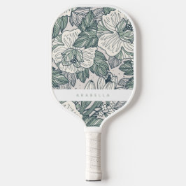 Palas De Pickleball Sage Green Abstract Floral Paddle