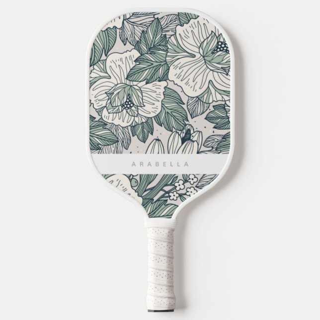 Palas De Pickleball Sage Green Abstract Floral Paddle (Anverso)