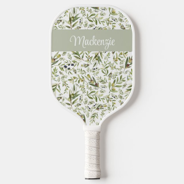 Palas De Pickleball Sage Green French Country Chic Olive Name Monogram (Anverso)