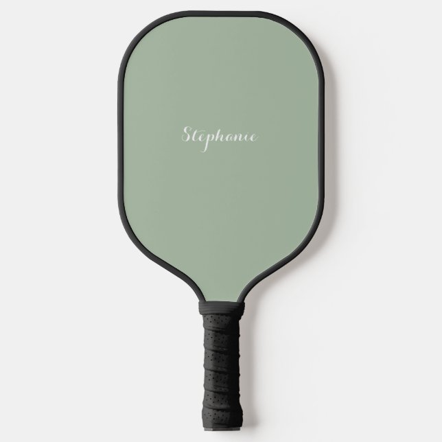 Palas De Pickleball Sage Green Name Modern Elegant Monograma Boho (Anverso)