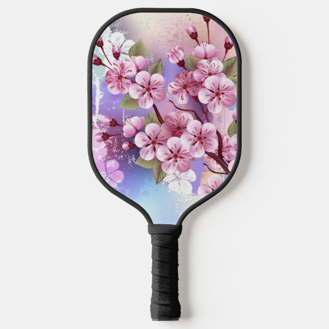 Palas De Pickleball Sakura rosa sobre fondo de pintura (Anverso)