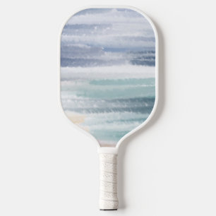 Palas De Pickleball Sandy Beach Ocean Waves Cloudy Sky Resumen