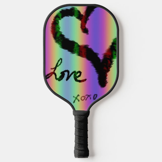 Palas De Pickleball Scribble Love Xoxo Heart Stripe Pickleball Paddle (Anverso)