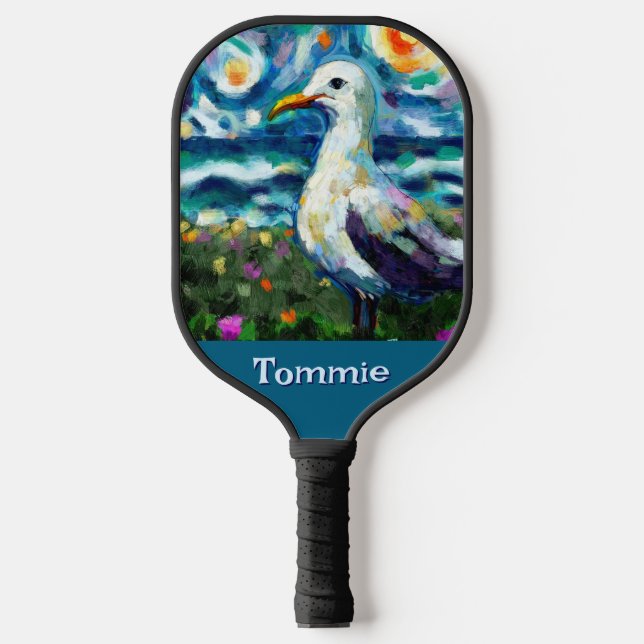 Palas De Pickleball Seagull Van Gogh Style Beach personalizado (Anverso)