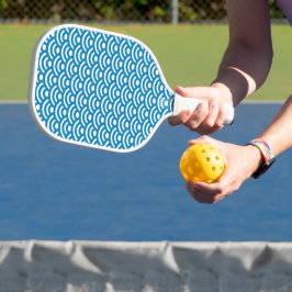 Palas De Pickleball Seigaiha, olas, japonés, azul y blanco
