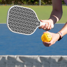 Palas De Pickleball Seigaiha, olas, japonés, blanco y negro